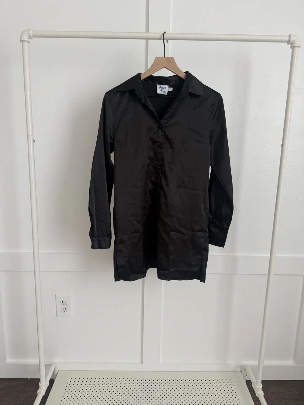 Princess Polly Long Sleeve Satin Shirt Dress